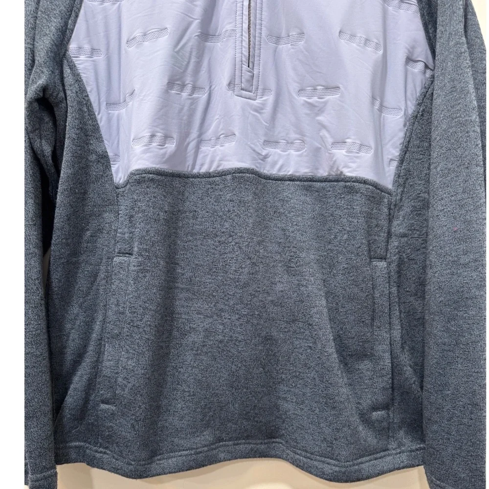 Johnnie-O Riggens Quarter‎ Zip Pullover Noreaster Blue Grey Pocket Mens Medium